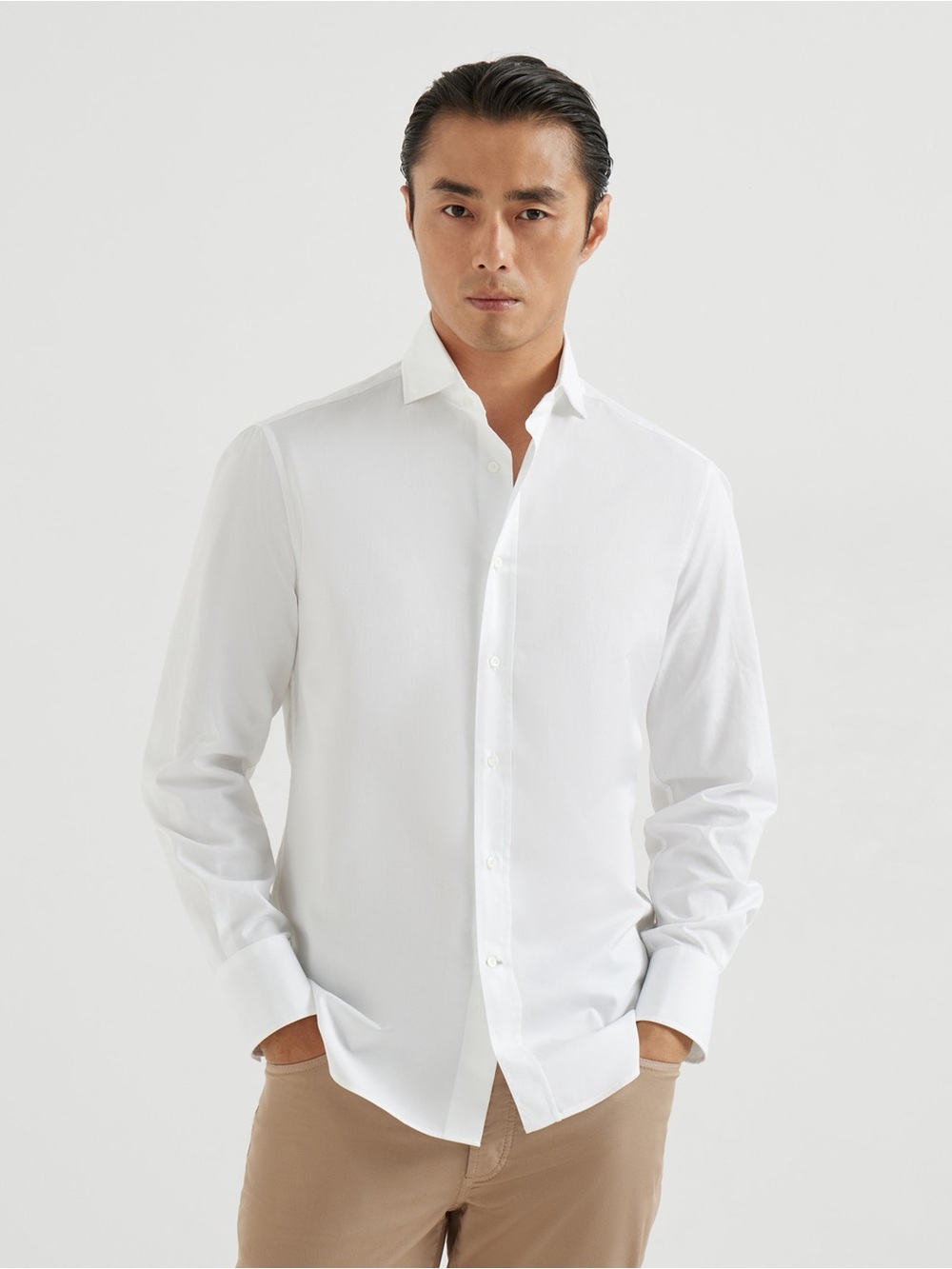 Brunello Cucinelli Shirt Slim Fit White Cotton Size Italy Classic Quiet Luxury